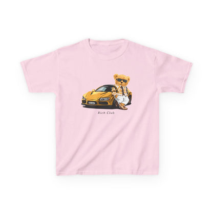 Cool Cartoon Bear Kids Tee, Fun Gift for Birthdays, Car Lovers T-Shirt, Playful Kid's Clothing, Perfect for Casual Days, Summer Fun Light Pink