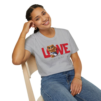 Love Bear Unisex Softstyle T-Shirt | Cute Casual Tee, Gift for Him/Her, Valentine’s Day, Birthday, Everyday Wear