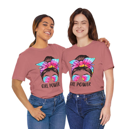 Girl Power Tie-Dye Tee, Unisex Short Sleeve Shirt, Feminist Apparel, Gift for Her, Casual Everyday Wear, Birthday Present