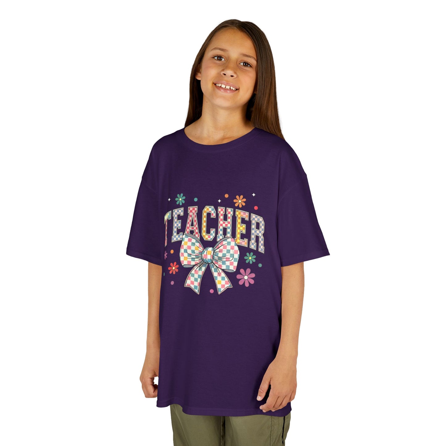 Teacher Kids Tee with Colorful Bow Design, Perfect for Back to School, Teacher Appreciation, Birthday Gift, Fun Classroom Wear