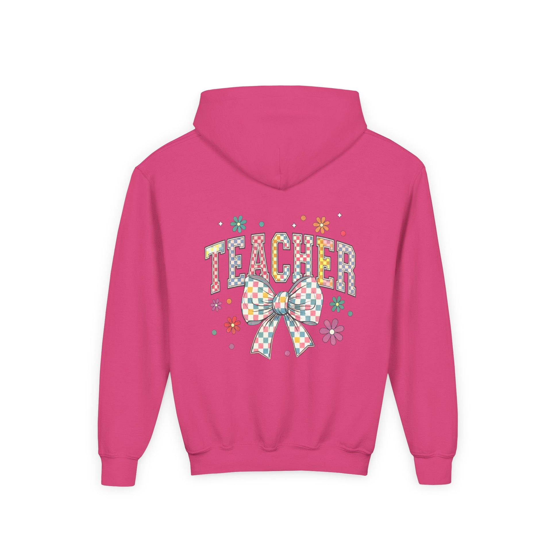 Teacher Appreciation Youth Hooded Sweatshirt - Cute Bow Design, Perfect Gift for Educators, Back to School, Christmas, Birthday