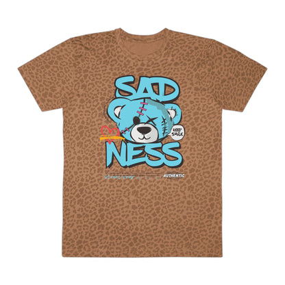 Men's Graphic Tee - Sadness Bear Tee, Casual Wear, Statement Shirt, Gift for Him, Streetwear Style Brown Leopard