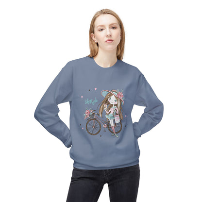 Chic Fleece Sweatshirt with Whimsical Bicycle Design - Perfect for Cozy Days, Gift for Cyclists, Cute Outfit for Spring, Birthday