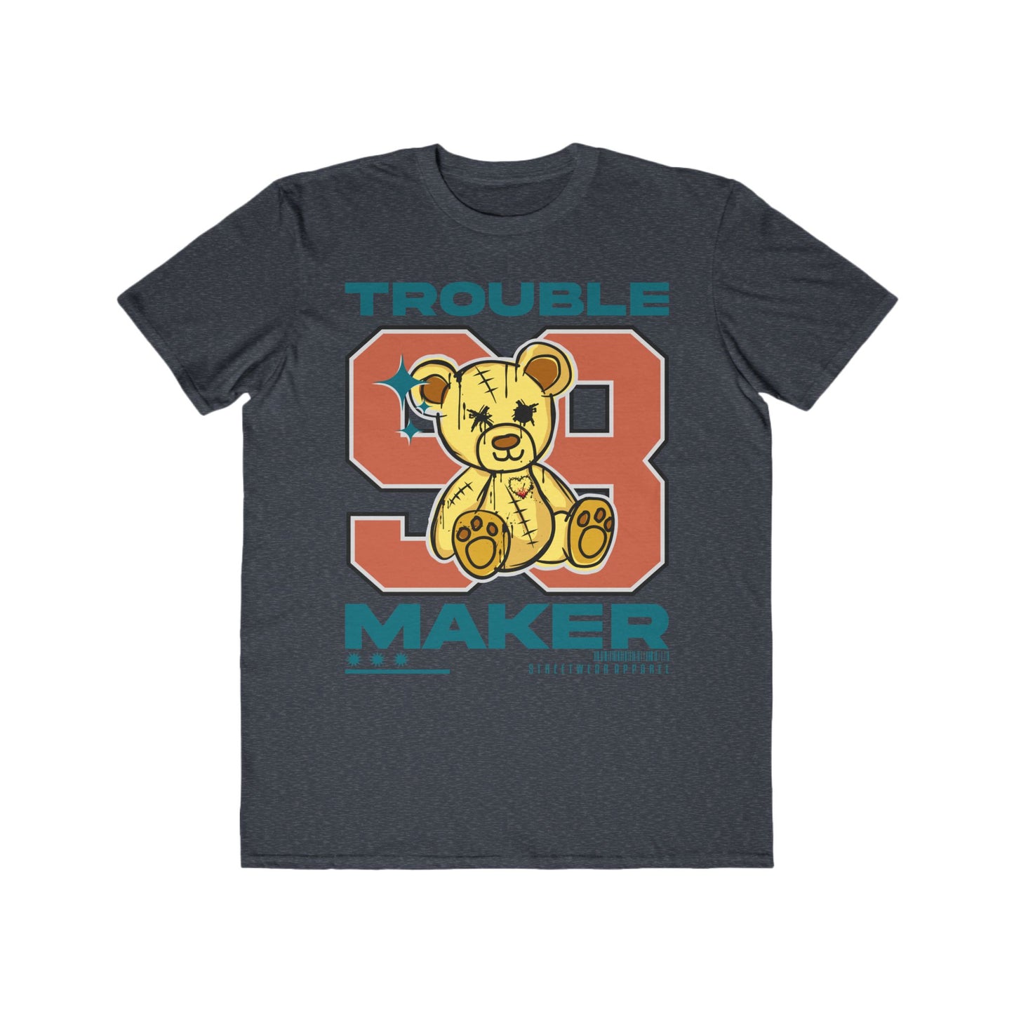 Trouble Maker Tee - Fun Graphic Shirt, Urban Wear For Men, Unique Fashion Statement, Trendy Everyday Apparel Heather Navy