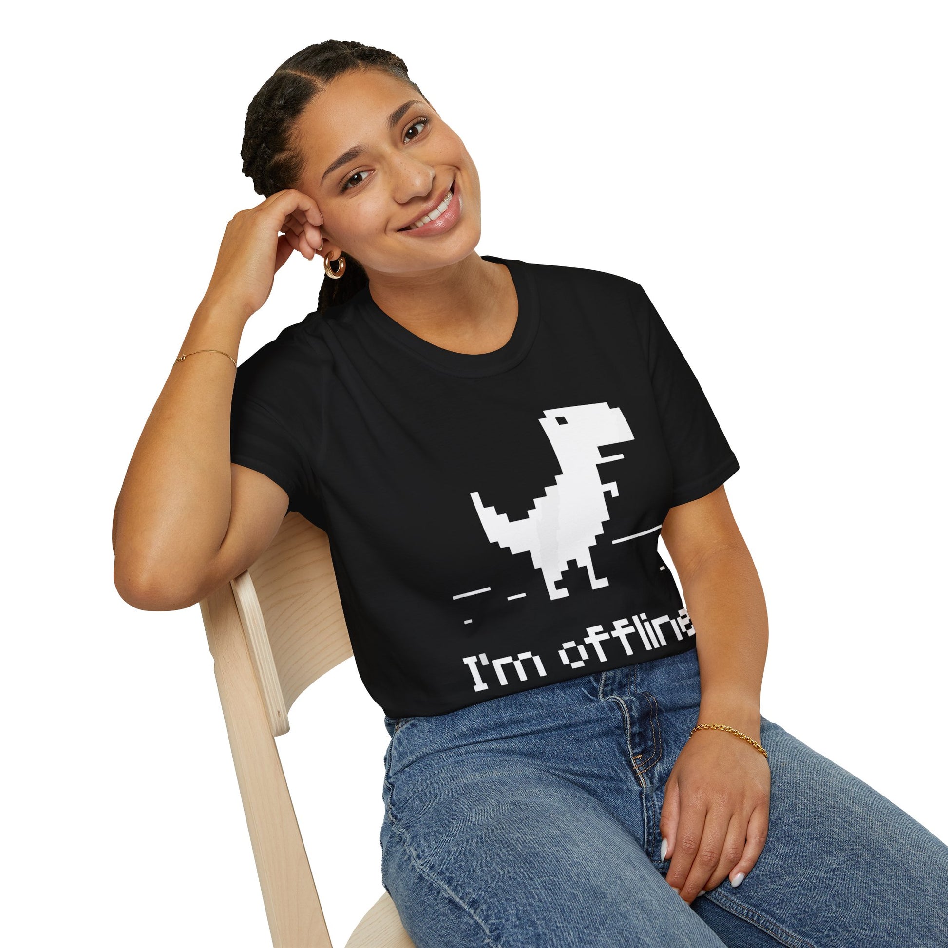 Retro Dinosaur Tee - I'm Offline T-Shirt | Perfect Gift for Gamers, Casual Wear, Retro Design, Birthday Surprise, Fun Gift