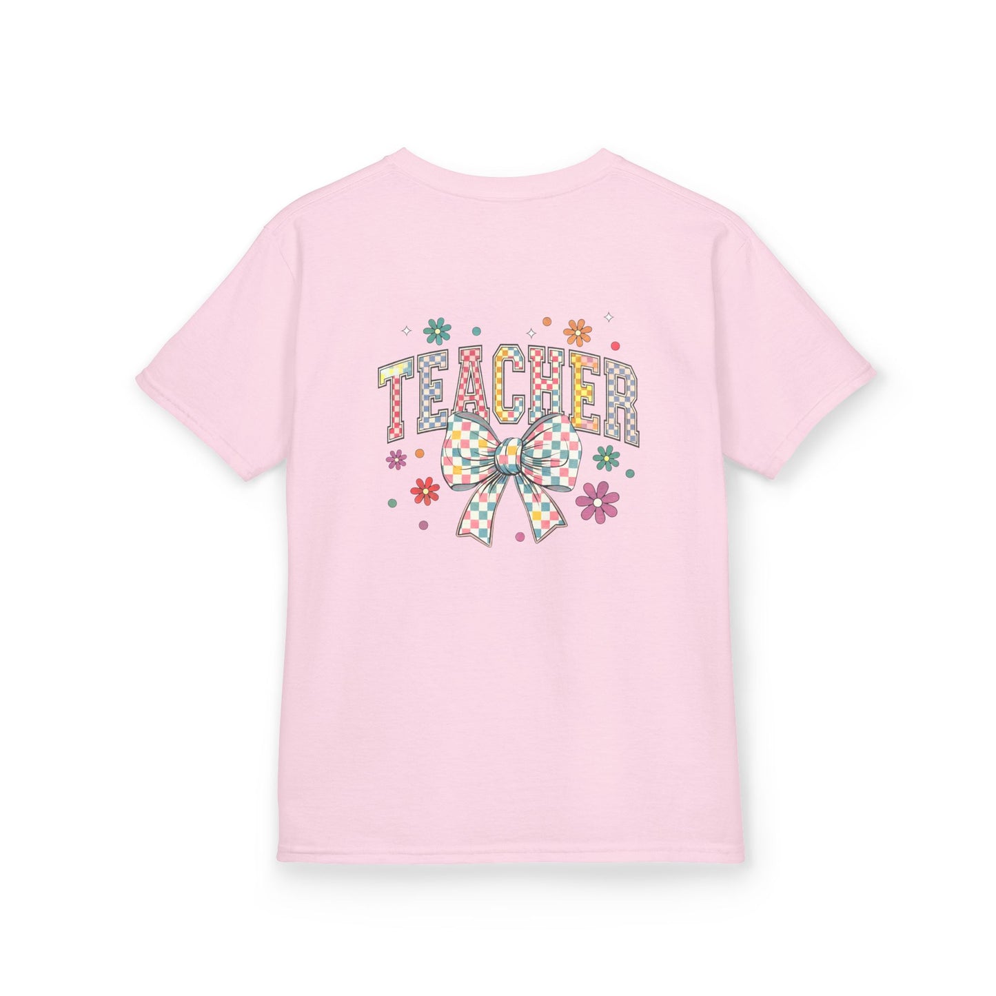 Teacher Kids Tee with Colorful Bow Design, Perfect for Back to School, Teacher Appreciation, Birthday Gift, Fun Classroom Wear