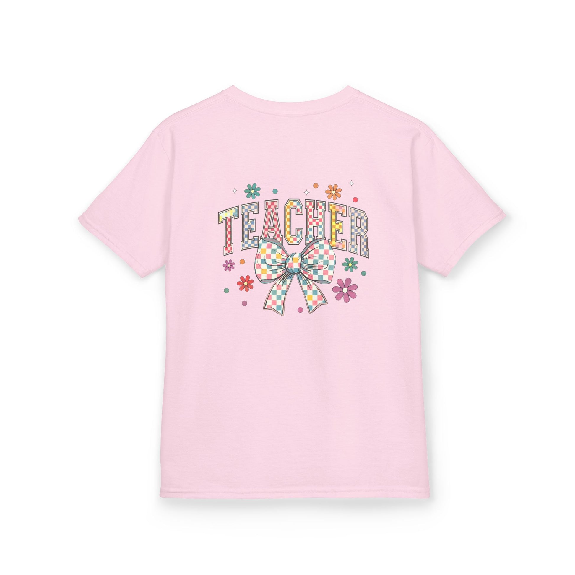 Teacher Kids Tee with Colorful Bow Design, Perfect for Back to School, Teacher Appreciation, Birthday Gift, Fun Classroom Wear