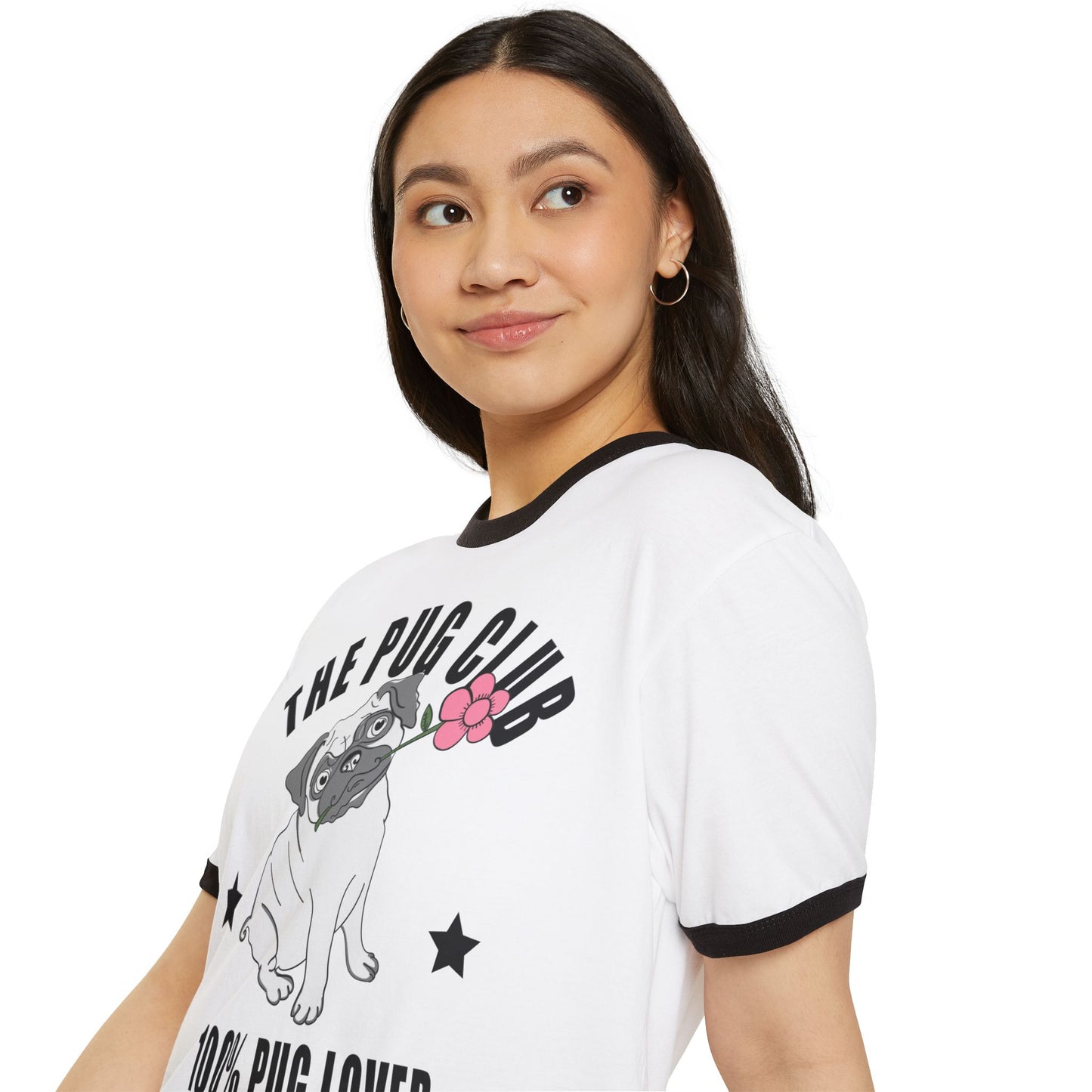 Pug Club Ringer T-Shirt, Dog Lover Gift, Unisex Pet Tee, Cute Pug Apparel, Birthday or Everyday Wear