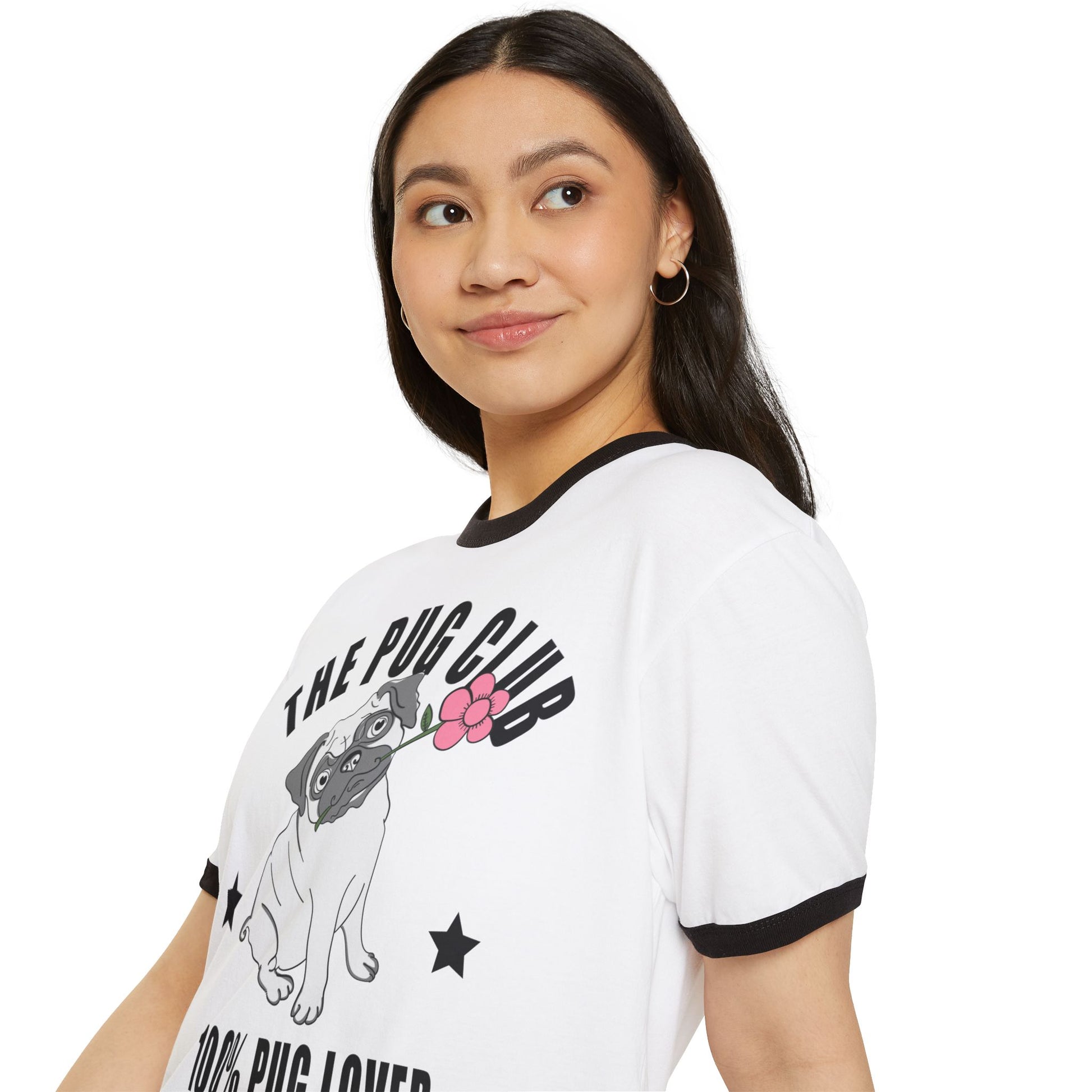 Pug Club Ringer T-Shirt, Dog Lover Gift, Unisex Pet Tee, Cute Pug Apparel, Birthday or Everyday Wear