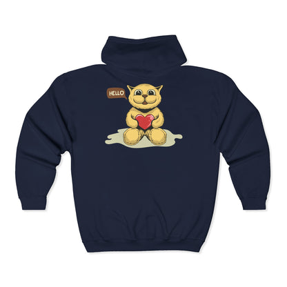 Cute Bear Zip-Up Hoodie, Cozy Sweatshirt, Warm Layering Piece, Gifts for Friends, Casual Wear, Valentine’s Day Gift, Unisex Apparel
