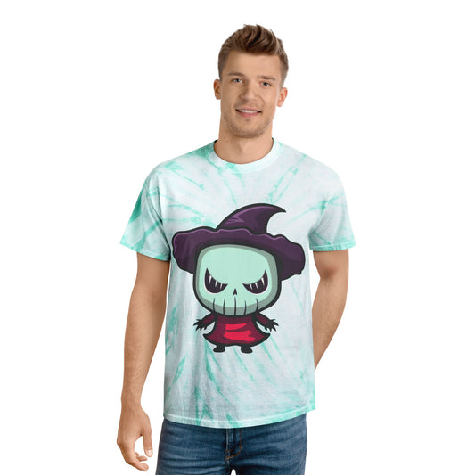 Whimsical Tie-Dye Tee with Cute Halloween Character | Fun Casual Wear, Unisex T-Shirt, Festival Clothing, Unique Gift - Cozy Kawaii LLC