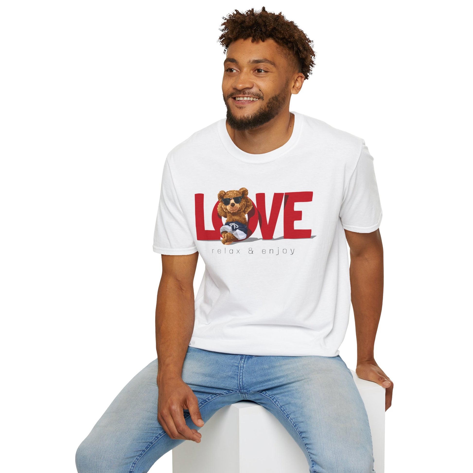 Love Bear Unisex Softstyle T-Shirt | Cute Casual Tee, Gift for Him/Her, Valentine’s Day, Birthday, Everyday Wear