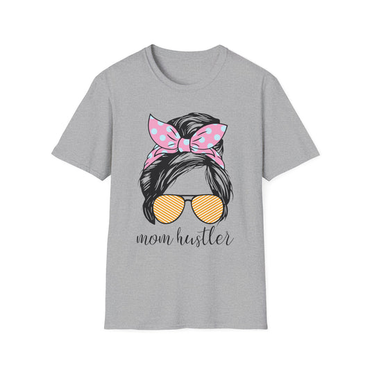 Mom Hustler T-Shirt, Cute Mom Gift, Casual Wear, Mother's Day Outfit, Gift for Moms, Everyday Style Sport Grey