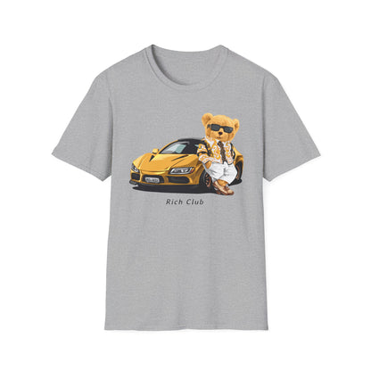 Luxury Lifestyle Bear T-Shirt, Vintage Car Tee, Unisex Graphic Shirt, Cool Fashion Apparel, Gift for Car Enthusiasts Sport Grey