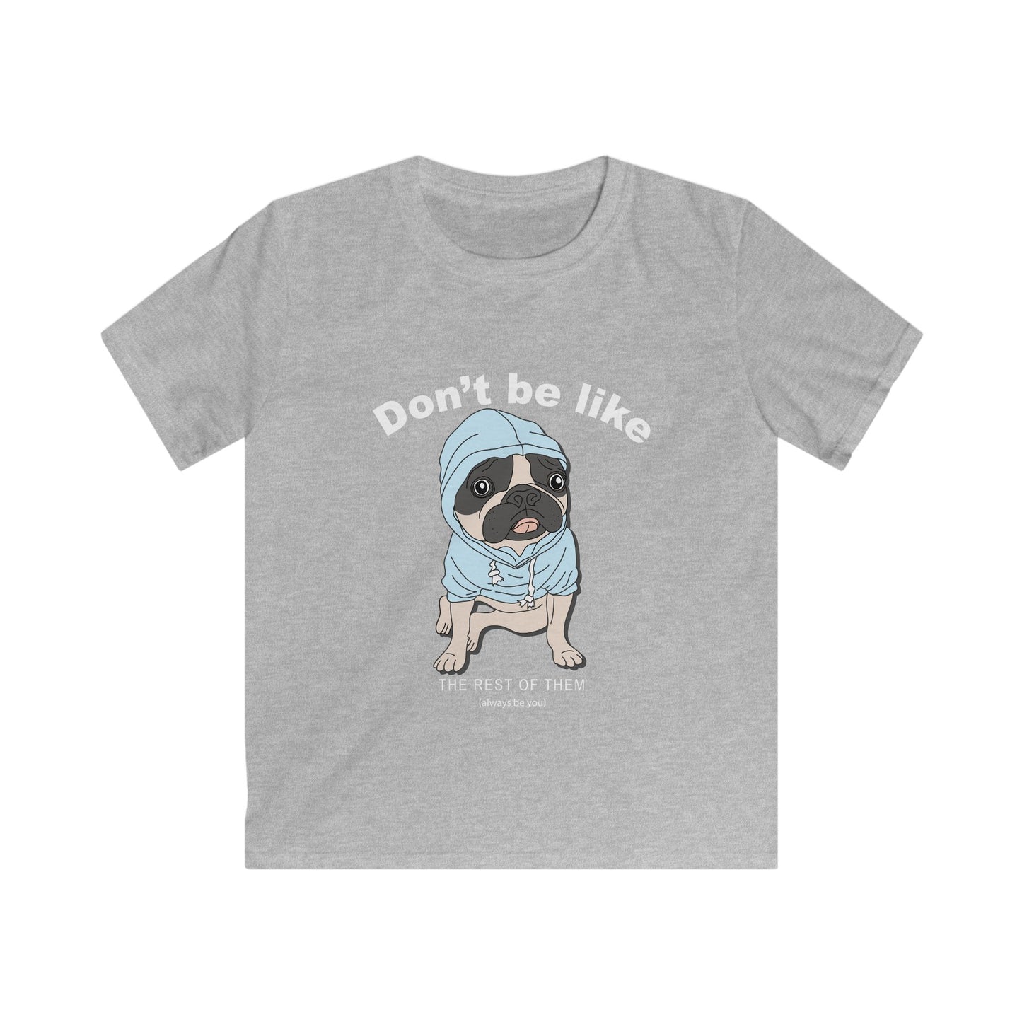 Cute Pug Kids Tee, Youth Dog T-Shirt, Funny Pet Lover Gift, Animal Themed Shirt, Kids Birthday Present Sport Grey