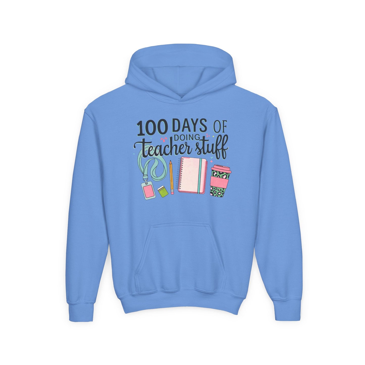 Teacher Appreciation Youth Hoodie, Perfect for School Days, Gifts for Educators, 100 Days of Teacher Stuff, Cozy Classroom Wear, Fun Carolina Blue