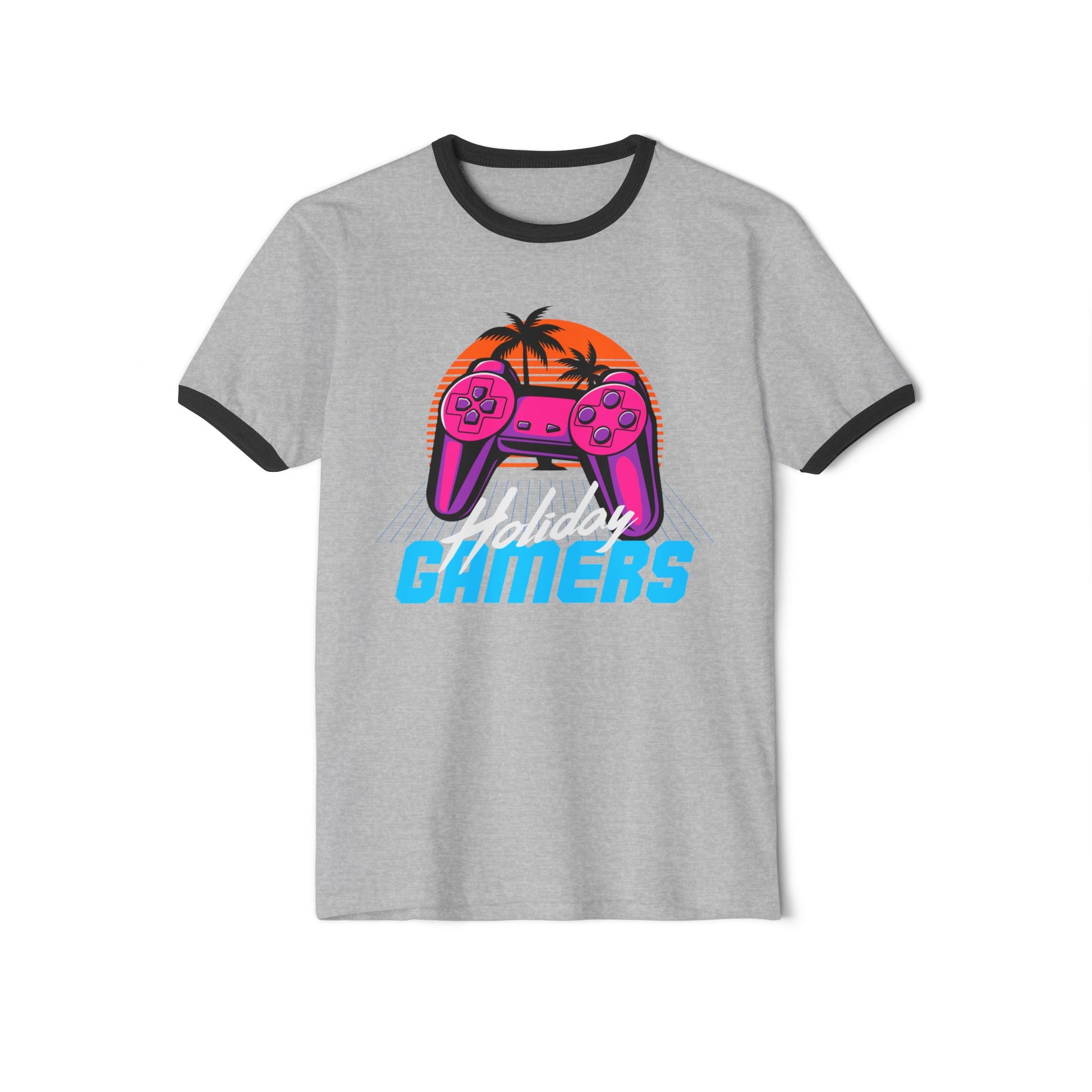 Holiday Gamers Unisex Cotton Ringer T-Shirt - Perfect for Gamers, Gaming Events, Holiday Parties, Casual Wear, Retro Vibe