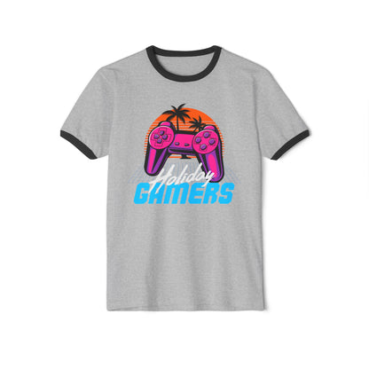 Holiday Gamers Unisex Cotton Ringer T-Shirt - Perfect for Gamers, Gaming Events, Holiday Parties, Casual Wear, Retro Vibe