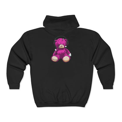Cute Teddy Bear Zip-Up Hoodie, Cozy Sweatshirt, Gift for Kids, Music Lover's Apparel, Birthday Present, Casual Wear