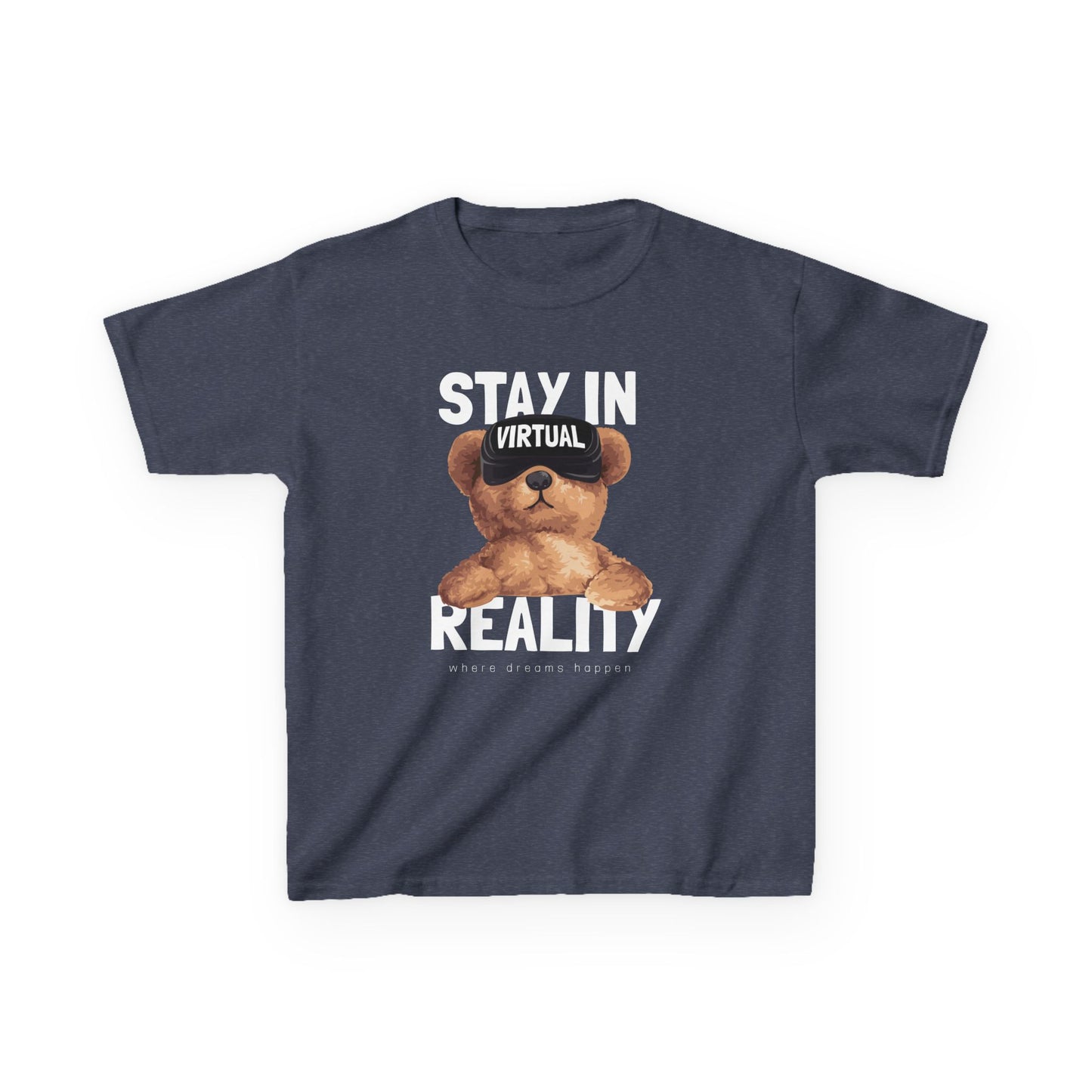 Virtual Teddy Bear Kids Tee, Fun T-Shirt for Kids, Gift for Boys and Girls, Cute Animal Shirt, Birthday Gift, Playful Style Heather Navy