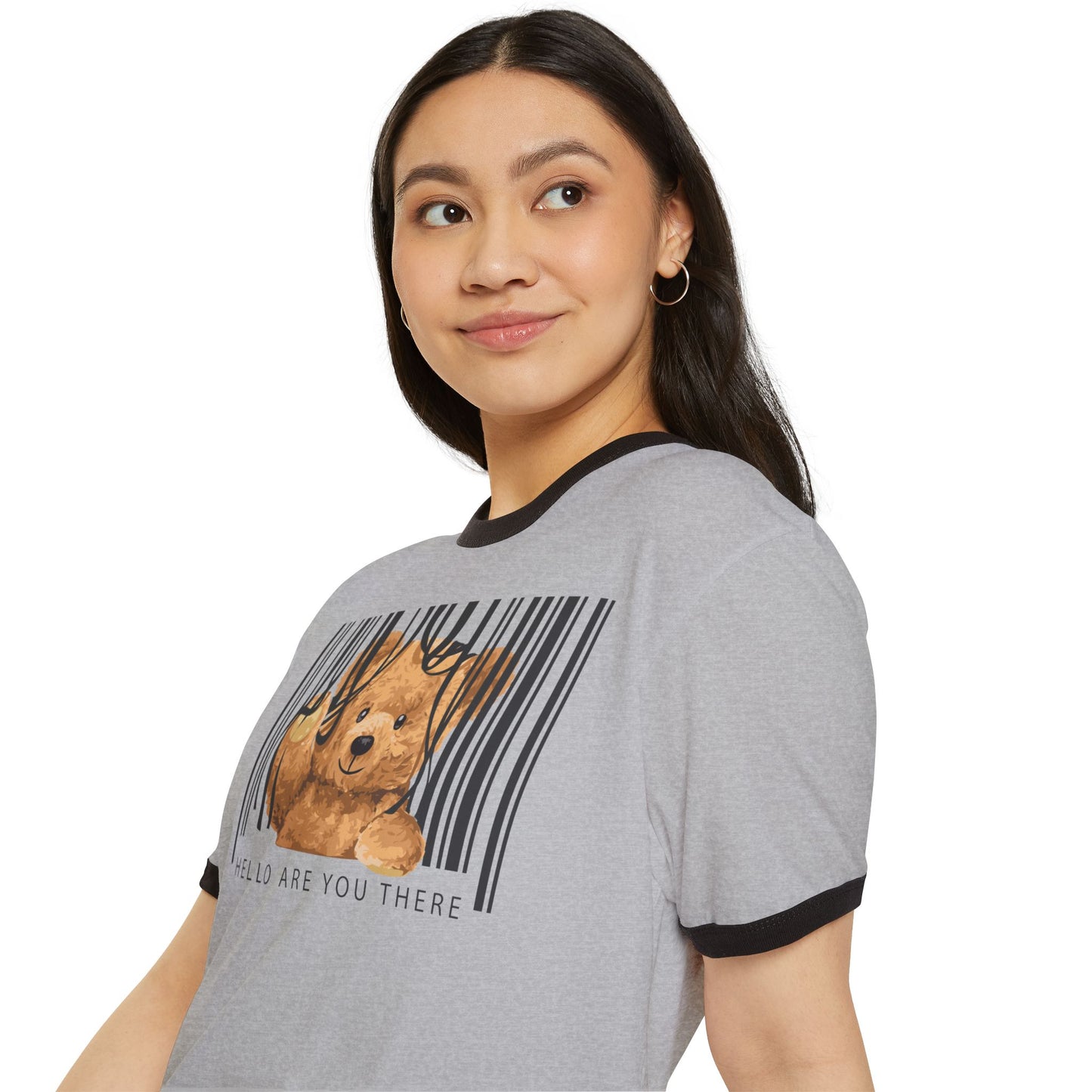 Whimsical Teddy Bear Ringer T-Shirt - Cute Gift for Kids, Funny Tee, Casual Wear, Birthday Present, Humor Apparel