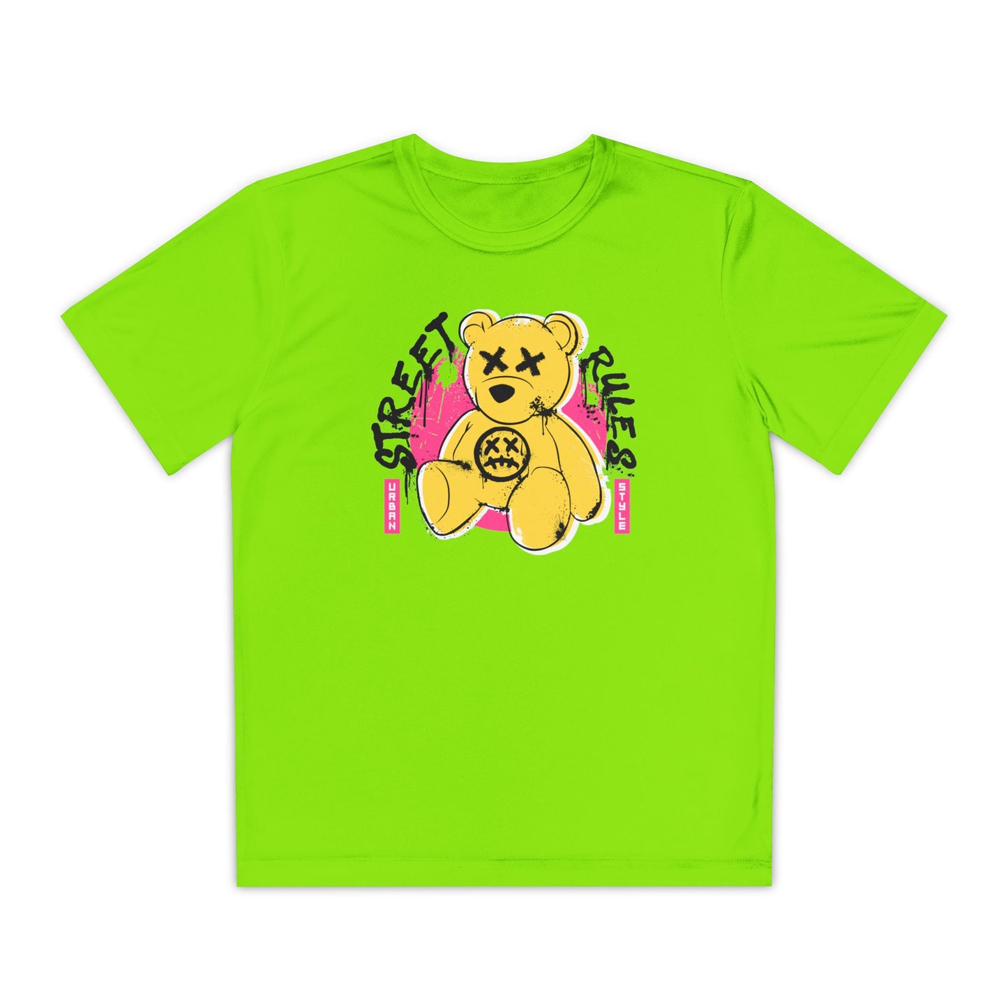 Street Bear Youth Tee - Trendy Graphic T-Shirt, Kids' Casual Wear, Birthday Gift, Streetwear Style, Cool Summer Shirt Lime Shock