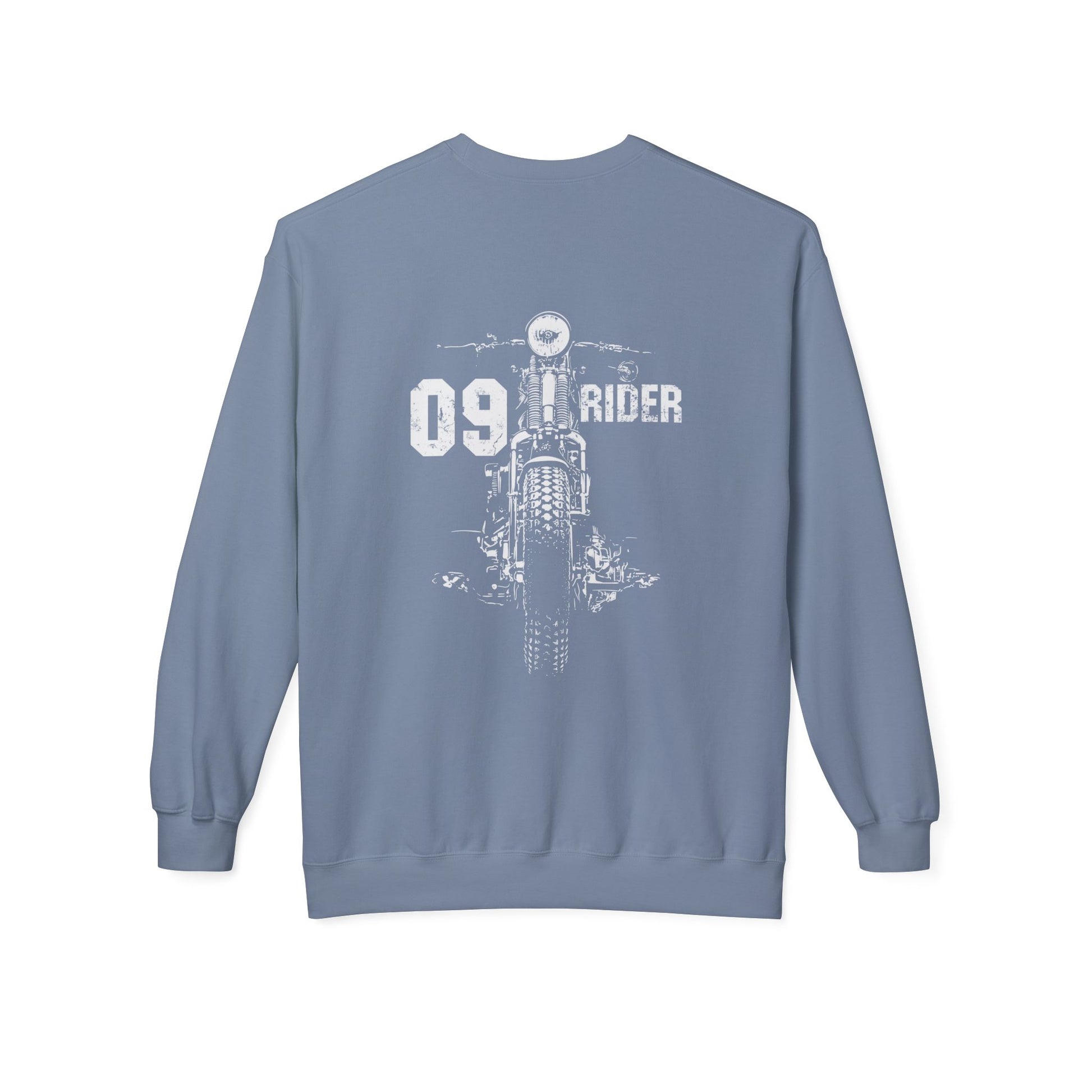 Retro Unisex Fleece Crew Sweatshirt - 09 Rider Design, Cozy Apparel, Gift for Bikers, Streetwear, Festival Wear, Everyday Comfort