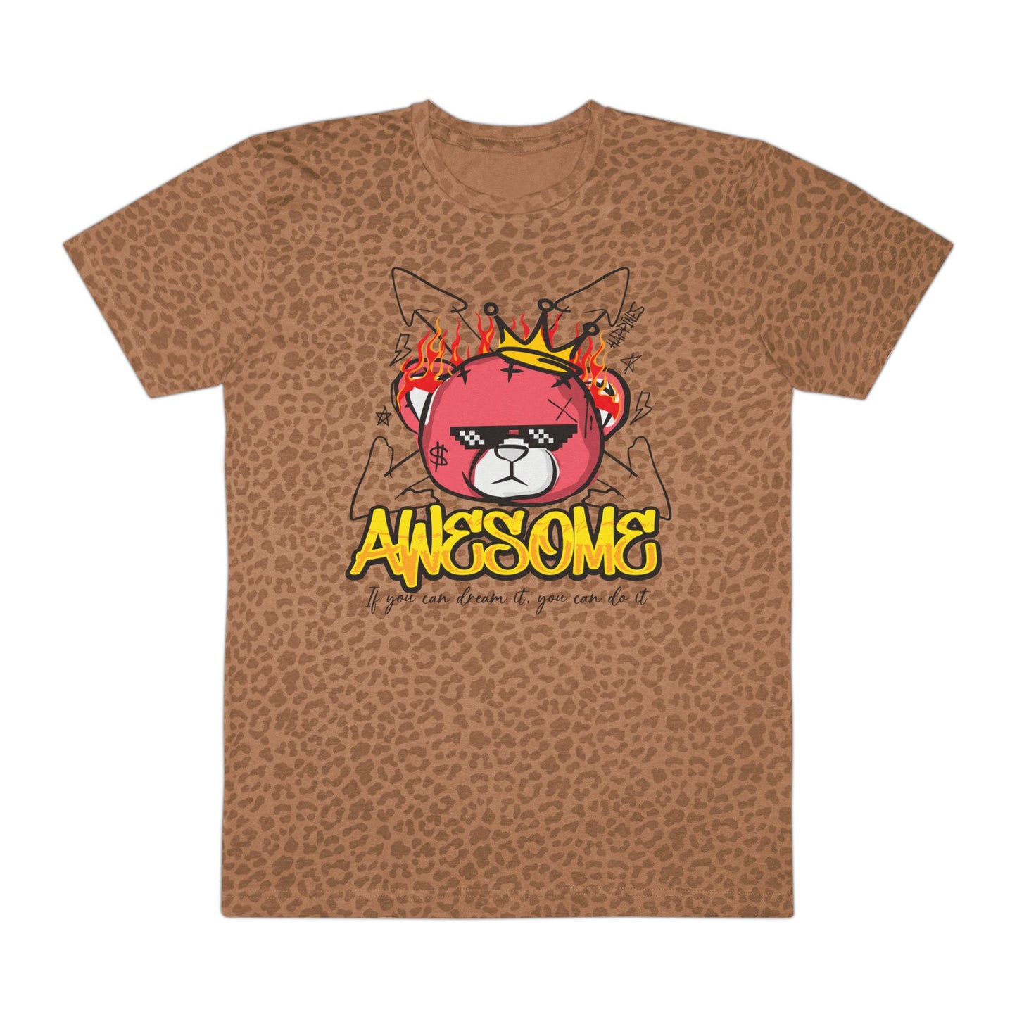 Awesome Leopard Print Tee for Trendsetters, Unisex Graphic T-Shirt, Casual Wear, Unique Gift, Birthday Celebration, Fashion Statement Brown Leopard