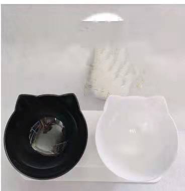Cat Double Bowl Cat Food Bowl Protects Cervical Vertebra Black white