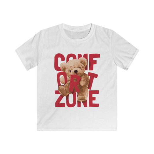 Comfort Zone Kids Tee, Cute Bear T-Shirt, Kids' Sweatshirt, Playful Comfort Shirt, Fun Gift for Boys and Girls White