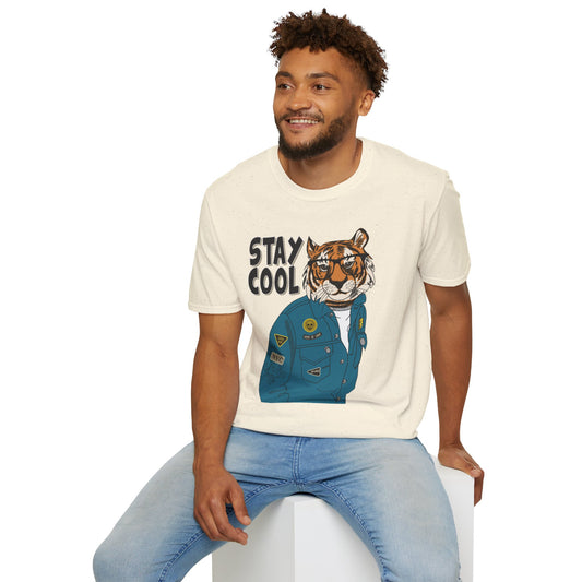 Cool Tiger Graphic T-Shirt | Stay Cool Tee, Unisex Sizes, Casual Wear, Gift for Animal Lovers, Everyday Style Natural