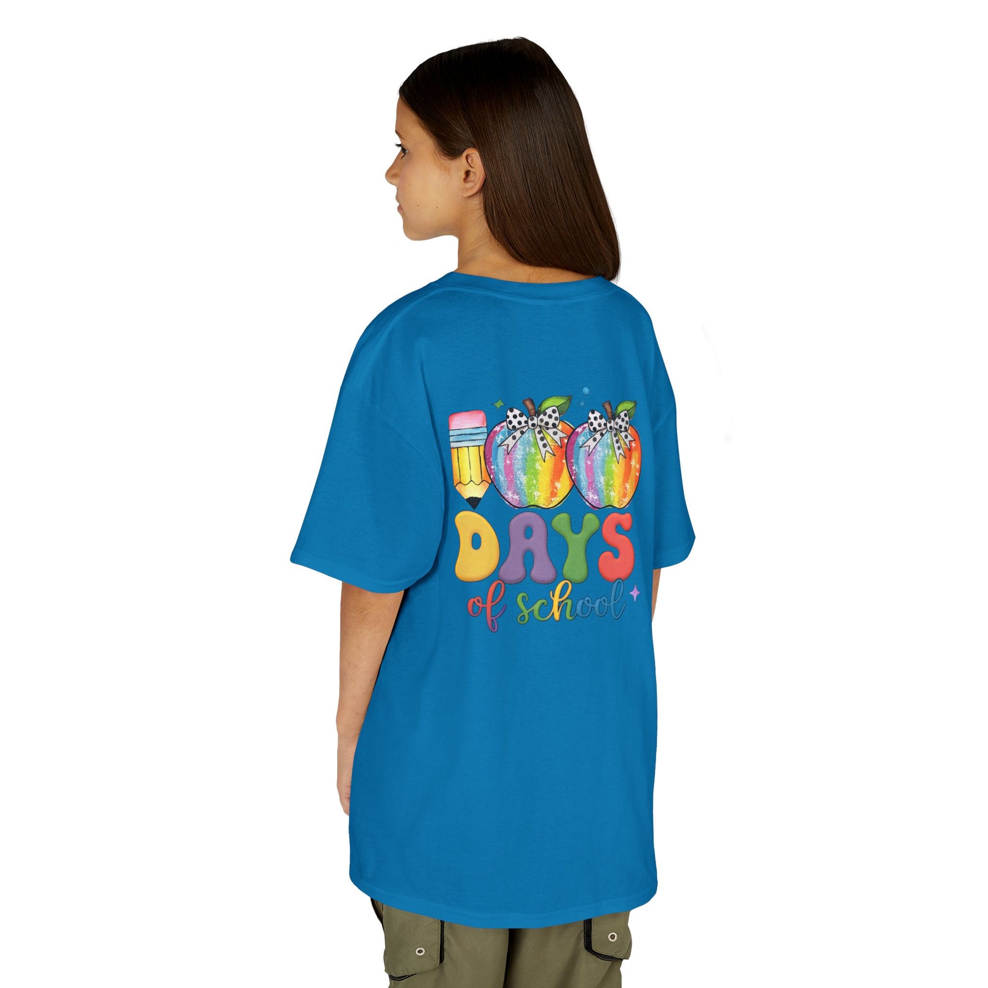 Colorful 100 Days of School Kids Tee, Fun T-Shirt, Back to School, Teacher Gift, Rainbow Design, Kid's Clothing