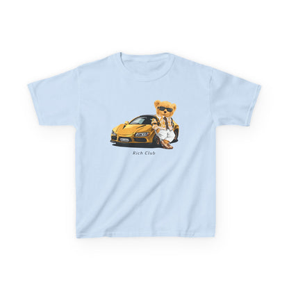 Cool Cartoon Bear Kids Tee, Fun Gift for Birthdays, Car Lovers T-Shirt, Playful Kid's Clothing, Perfect for Casual Days, Summer Fun Light Blue