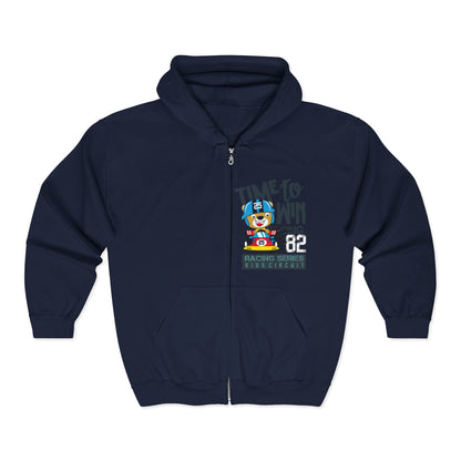 Time to Win Zip Hoodie | Unisex Heavy Blend Sweatshirt, Gift for Gamers, Sports Enthusiasts, Cozy Casual Wear, Fun Hooded Jacket Navy