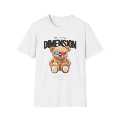 3D Teddy Bear Graphic Unisex Softstyle T-Shirt | Fun Casual Wear, Gift for Teens, Cute Outfit for Movie Night, Gift for Birthdays White
