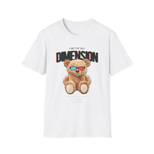 3D Teddy Bear Graphic Unisex Softstyle T-Shirt | Fun Casual Wear, Gift for Teens, Cute Outfit for Movie Night, Gift for Birthdays White
