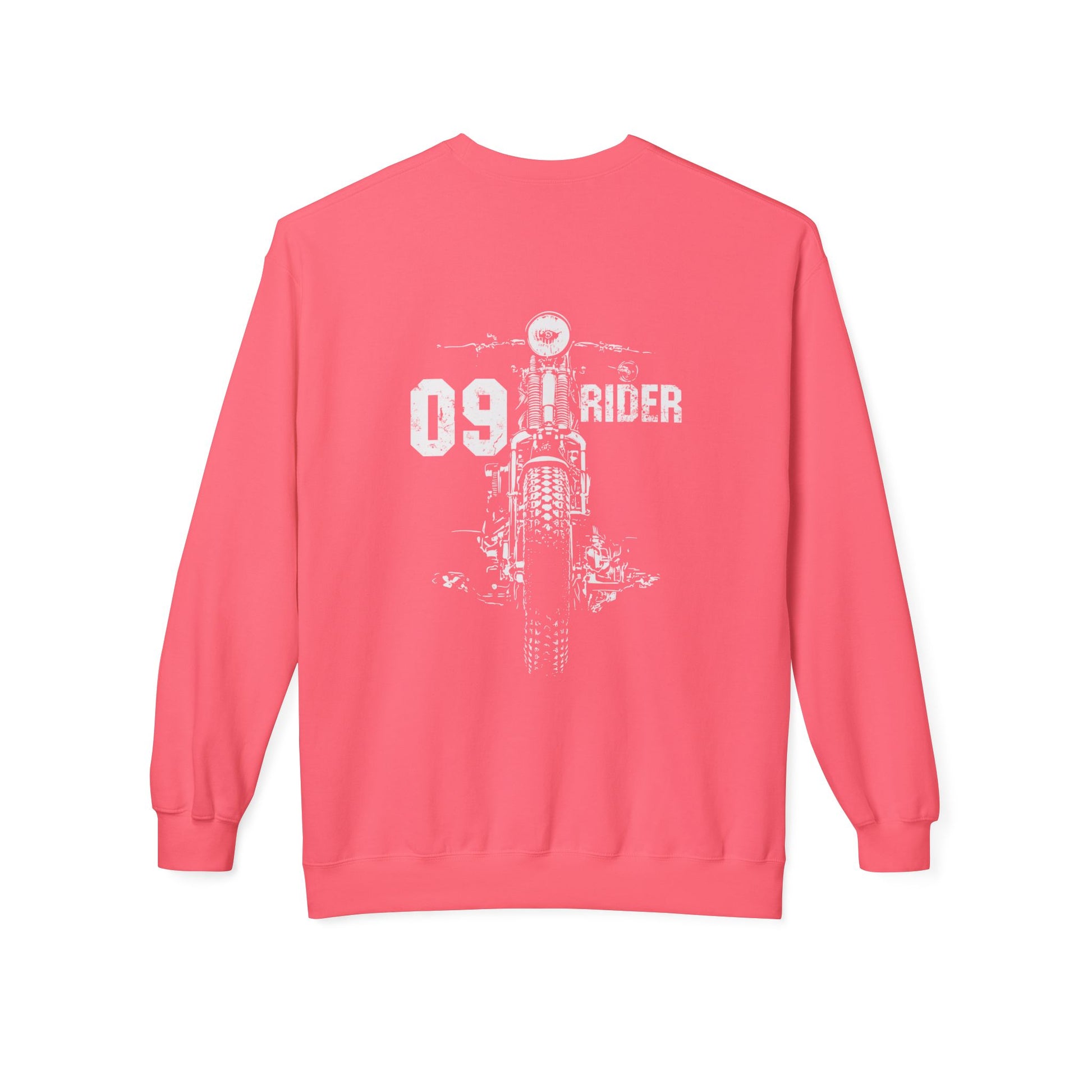 Retro Unisex Fleece Crew Sweatshirt - 09 Rider Design, Cozy Apparel, Gift for Bikers, Streetwear, Festival Wear, Everyday Comfort