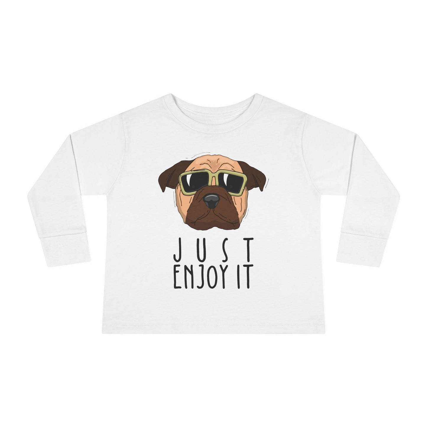 Cool Dog Toddler Long Sleeve Tee, Funny Kid Shirt, Cute Animal Tee, Gifts for Toddlers, Birthday Party Outfit, Animal Lover Apparel White
