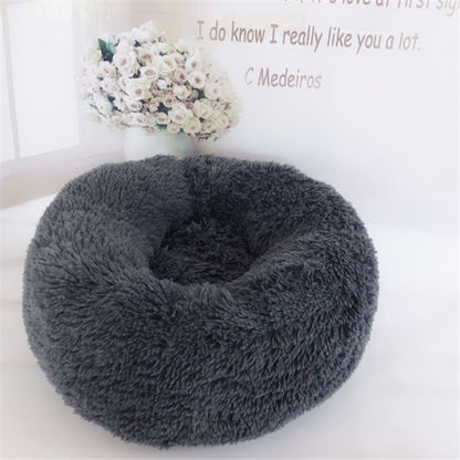 Round Long Hairy Autumn And Winter Nest Pad Cat Mattress Grey