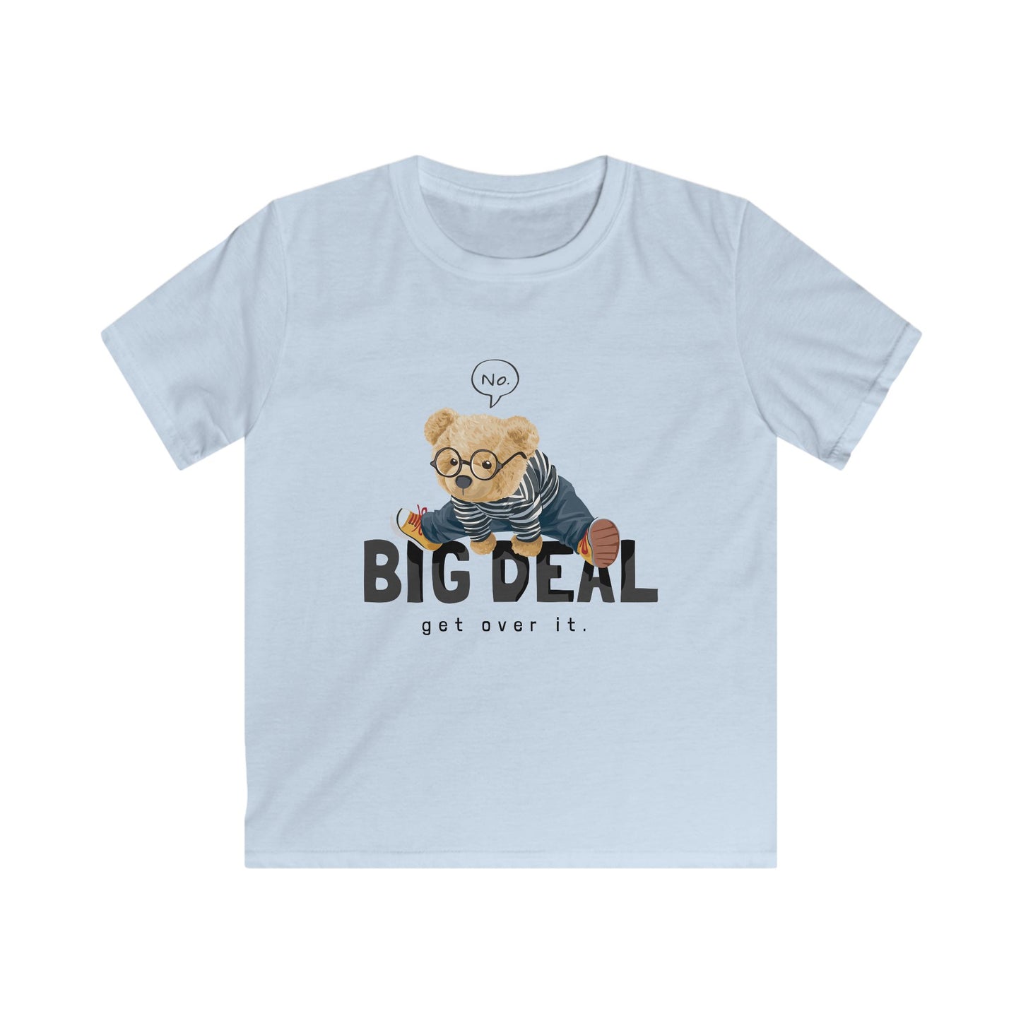 Kids Graphic Tee with Funny Bear - Big Deal, Get Over It! | Cute Gift for Birthdays, Playdates, Celebrations, Lounge Wear, Casual Clothing XL Light Blue