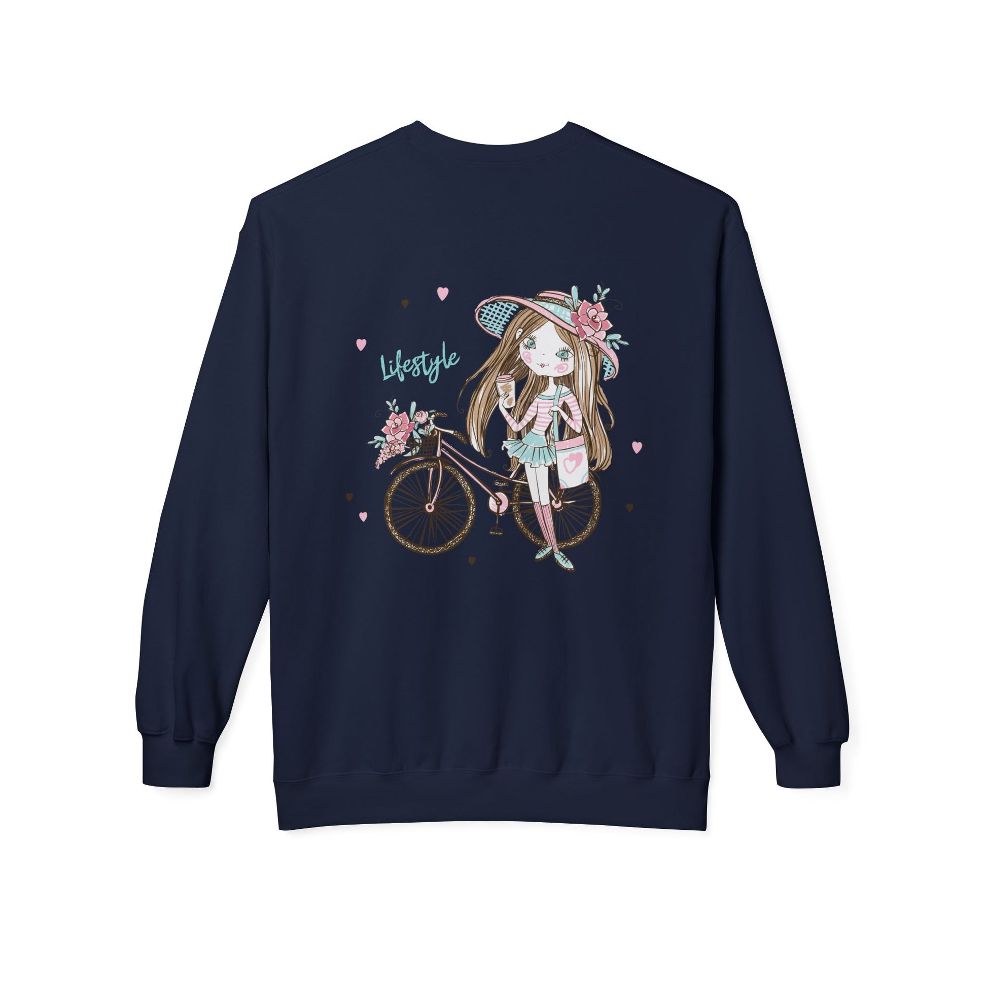 Chic Fleece Sweatshirt with Whimsical Bicycle Design - Perfect for Cozy Days, Gift for Cyclists, Cute Outfit for Spring, Birthday