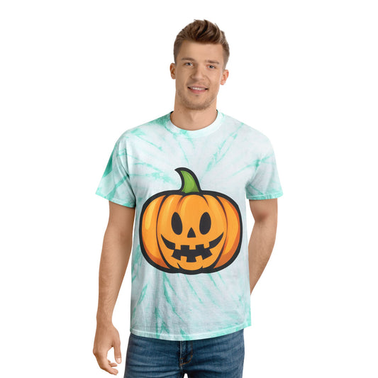 Halloween Tie-Dye Tee with Pumpkin Design, Unisex T-Shirt, Vibrant Graphic Tee, Fall Apparel, Spooky Season Shirt - Cozy Kawaii LLC