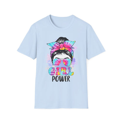 Colorful Girl Power T-Shirt | Cute Graphic Tee, Summer Fashion, Gift for Friends, Feminism Apparel, Casual Outfit Light Blue