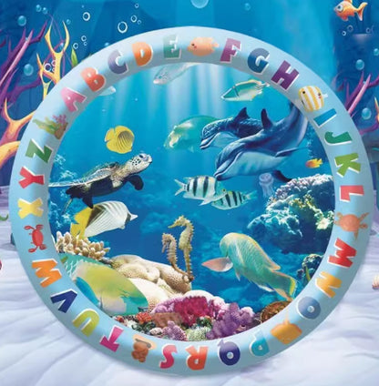 Summer Cooling Pet Water Bed Cushion Ice Pad Dog Sleeping Square Mat For Puppy Dogs Cats Pet Kennel Cool Cold Ocean World 65cm 1PCS