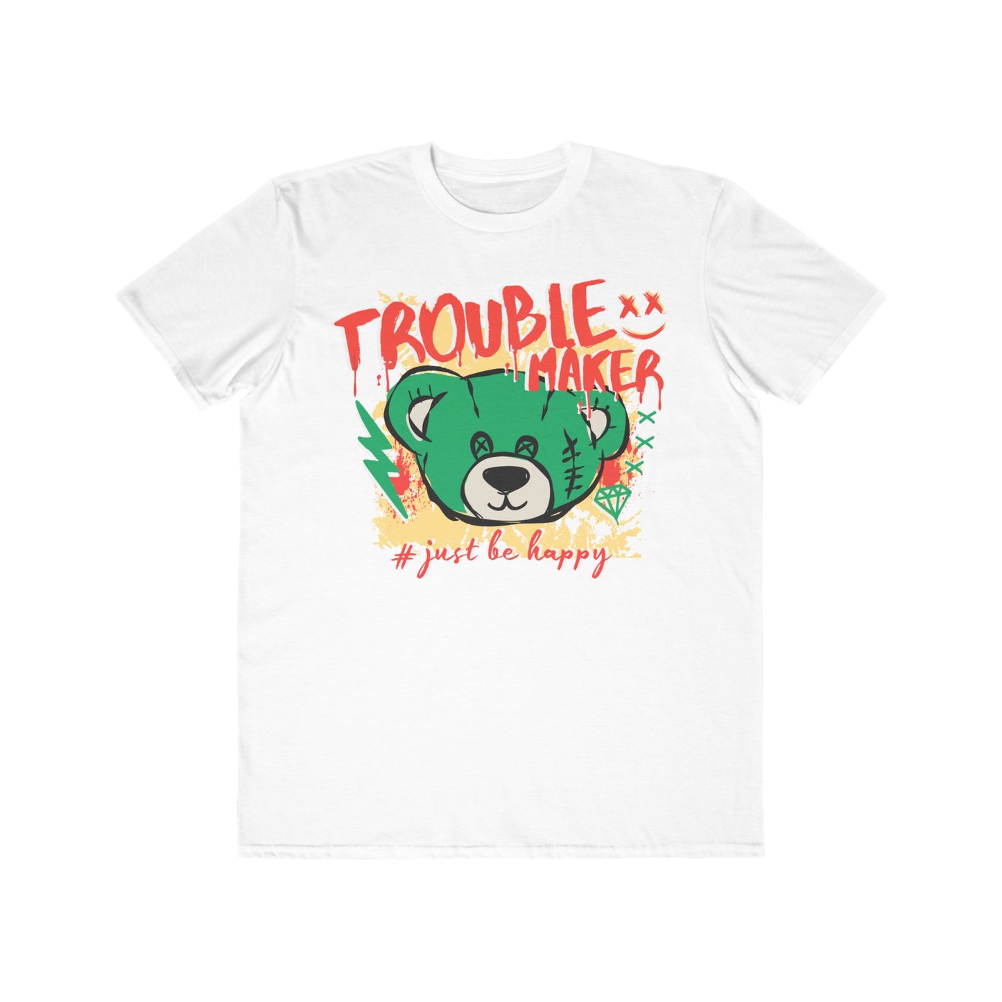 Urban Wear For Men - Trouble Maker Bear, Fun Casual Wear, Gift for Him, Trendy Fashion T-Shirt, Unique Summer Outfit White L