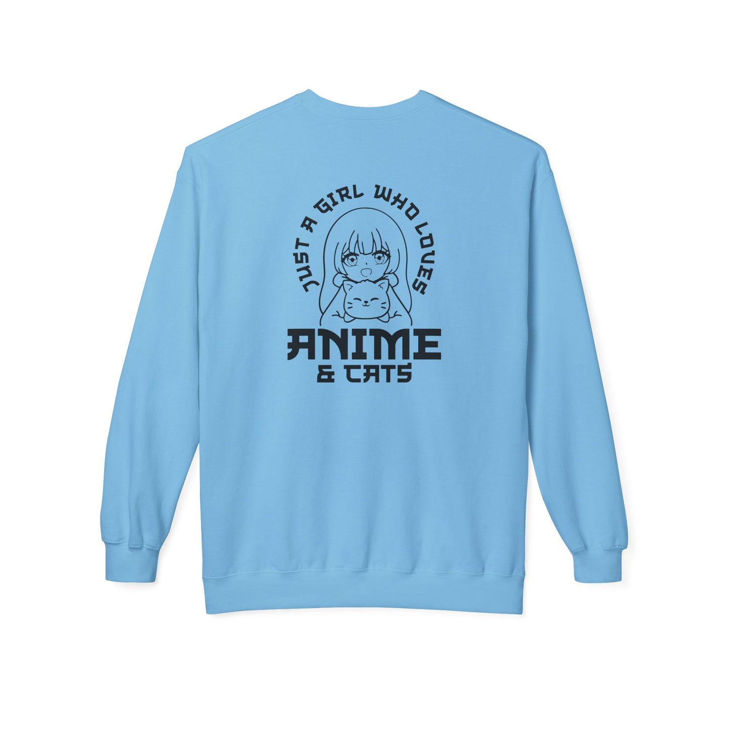 Anime & Cats Crewneck Sweatshirt, Cozy Gift for Anime Lovers, Cat Lover Apparel, Cute Anime Sweatshirt, Perfect for Casual Days