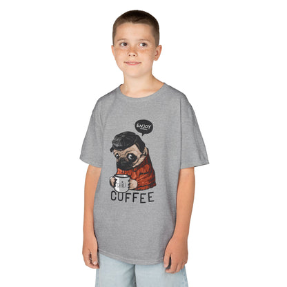Coffee Lover Kids Tee, Cute Animal T-Shirt, Perfect Gift for Birthdays & Holidays, Funny Dog Design, Comfortable Everyday Wear
