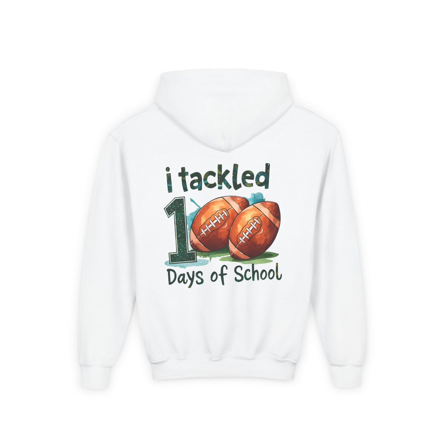 Youth Football Event Hoodie, 100 Days of School Sweatshirt, Back to School Gift, Student Motivation, Sports Lover Apparel