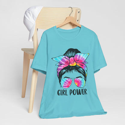 Girl Power Tie-Dye Tee, Unisex Short Sleeve Shirt, Feminist Apparel, Gift for Her, Casual Everyday Wear, Birthday Present