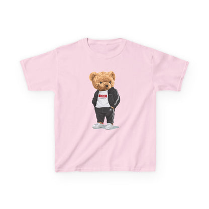 Youth Streetwear Graphic Tee - Fun Bear Design, Cool Kids T-Shirt, Summer Wear, Birthday Gift, Casual Outfit Light Pink